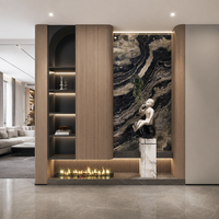 Meuble d'entrée de luxe moderne, console de hall minimaliste italienne avec cheminée, séparateur de pièce LED personnalisé