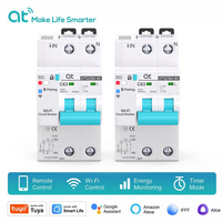 Disjoncteur intelligent WiFi Tuya MCB 1-63A réglable 2P 230V 10kA avec minuterie, statistiques d'énergie et télécommande sans fil