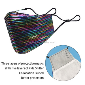 Masques réutilisables en pur coton respirants à prix de gros, style numérique, paillettes brillantes, fins et élégants, pour fêtes, grande quantité, nouvelle arrivée - Product Image 2