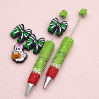 Pulpen Berhias Manik-Manik Rhinestone Warna Natal Baru 2026, Aksesoris Perhiasan DIY Plastik, Perlengkapan Sekolah, Dapat Dipersonalisasi