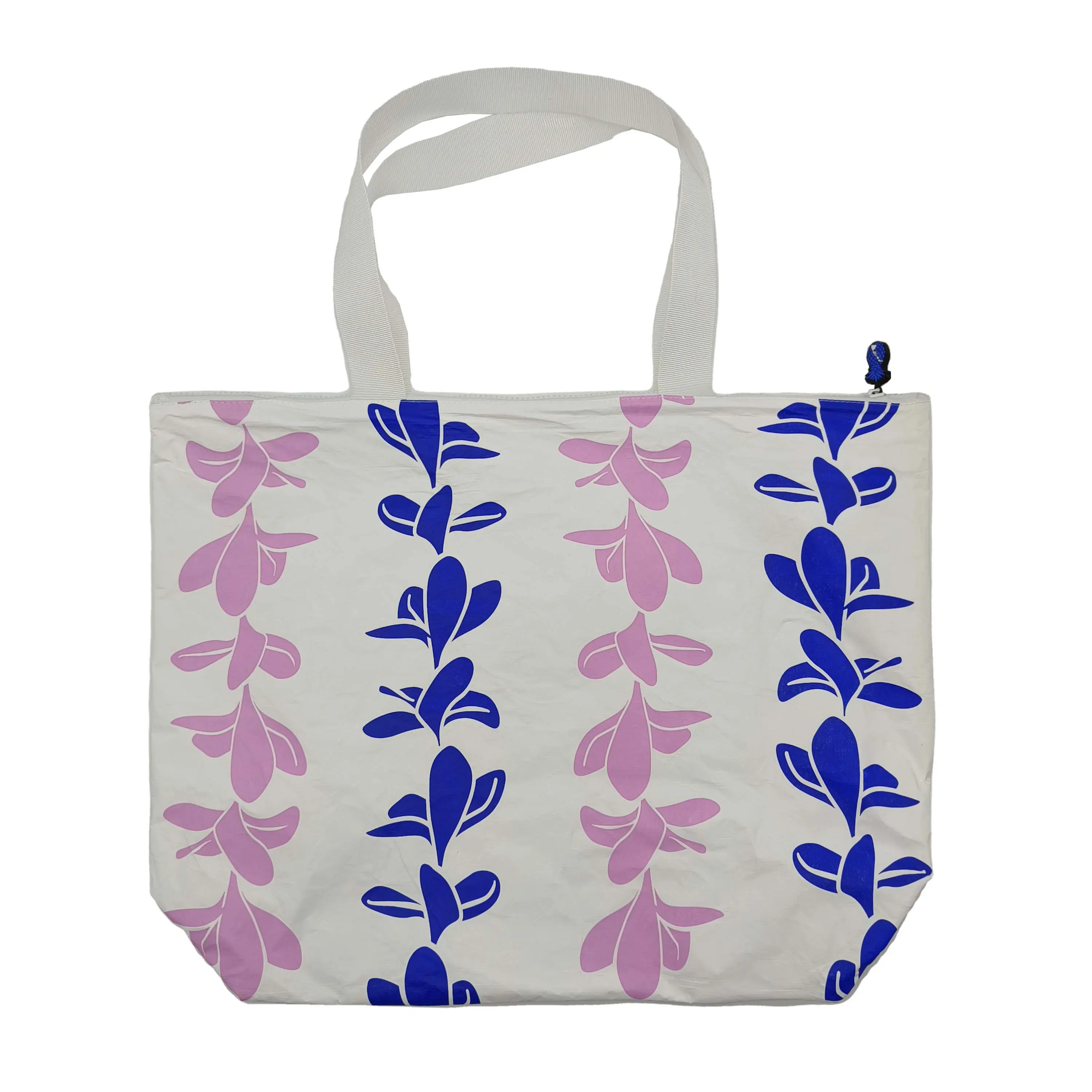 Latest New Design Superior Durability Blue Pink Flowers Pattern Big Tote Tyvek Dupont Bag