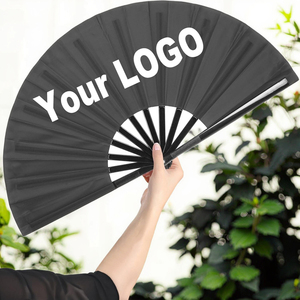 Biểu tượng tùy chỉnh in ấn trang trí bằng gỗ gấp Bamboo Hand Black <span class=keywords><strong>Fan</strong></span> - Product Image 1