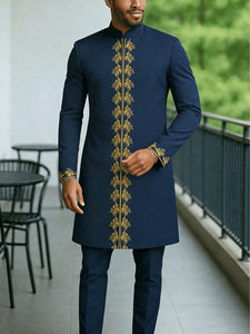 Completo da uomo Zifeng OEM ricamato a 2 pezzi, tunica lunga con pantaloni, abito formale musulmano africano per matrimonio - Product Image 6