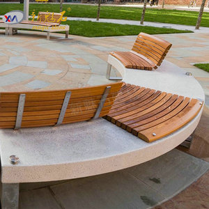 Nuevos Materiales de Construcción en Piedra, Banco de Terrazo, Componente GRC, Asiento para Parque al Aire Libre, Resistente al Agua y a las Manchas, Personalizable, Blanco Gris - Product Image 1