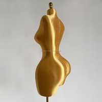 Mannequin ajustable en tissu doré foncé, demi-corps, pour robe brésilienne BBL, grande taille, forte poitrine, fesses généreuses, pour présentation de vêtements féminins sexy