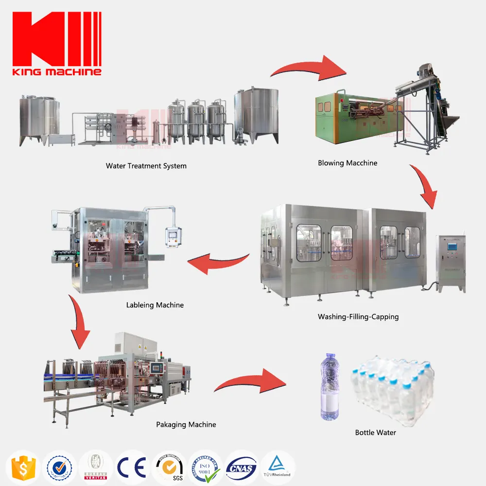 Équipement automatique de fabrication d'eau potable en bouteille/machine d'embouteillage d'eau pure/usine de remplissage d'eau minérale prix