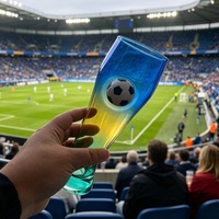   Verre à bière et à jus à thème football, avec dégradé de couleurs, idéal pour les bars et les bières artisanales
