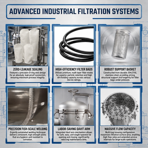 Sistema di Filtrazione Multi-Borsa ad Alta Capacità in Acciaio Inox per Purificazione di Sciroppo di Zucchero, Miele, Olio Alimentare e Bevande OEM - Product Image 5