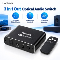 Hardrock 3 In 1 Out TOSLINK Optical Audio Switch untuk Pengaturan Gaming, Kontrol Jarak Jauh IR