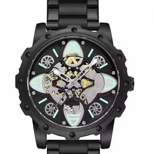 Skeleton Skeleton Wrist Watch for Men New Style Luxury Stainless Steel Reloj Citizen Movement 45mm Dial Diameter 22mm