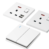 Prise murale universelle 5 broches en plastique 3.1A USB C, interrupteur électrique d'éclairage mural 1/2/3/4 Gang, prise de charge rapide UK Type-C 18W