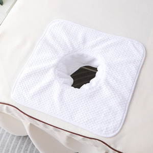 Housse de lit de massage douce avec trou pour le visage, <span class=keywords><strong>serviette</strong></span> de lit de spa réutilisable avec trou pour le visage, drap pour soins de la peau 35*35CM - Product Image 4