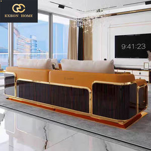 ชุดโซฟาหนังห้องนั่งเล่นสไตล์อิตาเลียนหรูหราทันสมัย สำหรับบ้านพักตากอากาศสุดหรู พร้อมออกแบบตกแต่งบ้านครบวงจร - Product Image 5