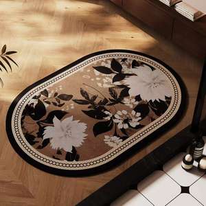 Tapis de Salle de Bain Super Absorbant Style Rétro Classique Boue de Diatomée Lavable en Caoutchouc Tapis de Sol Antidérapant Paillasson Style Européen Fleur - Product Image 5
