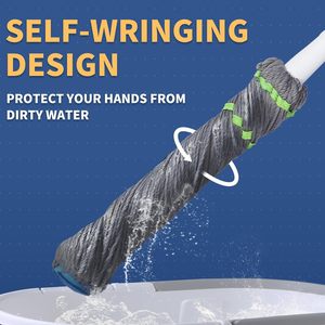 Microfiber Steel Long Handle Twist Mop with Wringer for Hardwood Vinyl <b>Tile</b> Floors Eco-friendly & Durable - Product Image 2