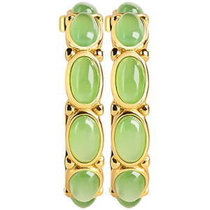 Pendientes de Ágata Natural Verde Espinaca con Incrustaciones de Plata S925, Chapados en Oro de 18K, Modernos, para Mujer, Aniversario - Product Image 5