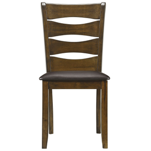 Set of 2pc Unique Back Design Eco-Friendly Tufted Wooden Side <b>Chairs</b> in <b>Brown</b> Finish Modern Style <b>Dining</b> Room Furniture - Product Image 1