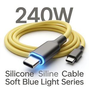 Cable de Carga Rápida Tipo-C con Luz LED para Coche, 240W, Silicona Líquida RGB, Cable de Carga Rápida <span class=keywords><strong>USB</strong></span> C con Luz Nocturna para iPhone y Android - Product Image 2
