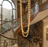 Lustre en laiton massif Alabaster pour hôtel, suspension de luxe pour escalier haut, luminaire suspendu pour plafond haut, décoration intérieure