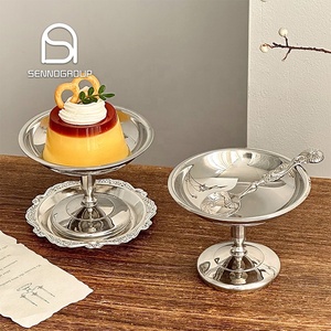 Tizuqe Stainless Steel Goblet Cup Ice Cream Dessert Salad Bowl Fruit Plate Snack Dish KTV Bar Supplies