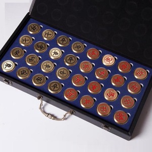 Brass <b>chess</b> <b>set</b>, solid copper Chinese <b>chess</b> <b>folding</b> chessboard, gift box included, business gift, retro style, perfect for - Product Image 5