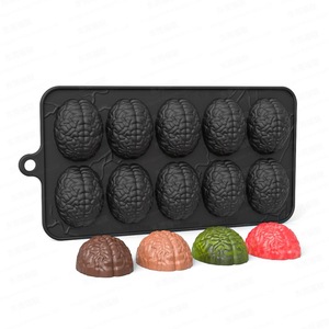 Brain-Shaped Chocolate Mold 10-Cavity Food Grade Silicone Baking Cake Mold Halloween Pudding Candy Mold - Product Image 1