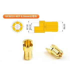 Juego de Conectores de Bala Chapados en Oro Amass GC6010-M GC6010-F, Conector de Alta Corriente de 6.0 mm y 60 A de Cobre Puro para Motor RC y ESC - Product Image 3