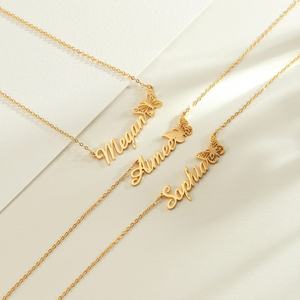 Collar con Colgante de Mariposa con Nombre Personalizado, Acero Inoxidable, Oro, Plata, Oro Rosa, Letra y Nombre Personalizados, Joyería de Moda Ajustable - Product Image 5