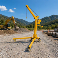 Mini-grue manuelle 200-500 kg, pivotante à 360 degrés, élévateur à flèche portable, treuil manuel, petite grue mobile pour la construction et l'atelier