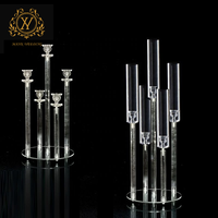 Candélabres en acrylique transparent multi-brins pour centres de table hauts, supports de bougies de mariage pour la décoration de la table principale des restaurants