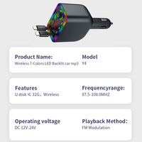 Adaptateur de voiture à charge rapide, émetteur FM, chargeur de voiture rétractable, appel mains libres, récepteur audio, émetteur radio, lecteur MP3