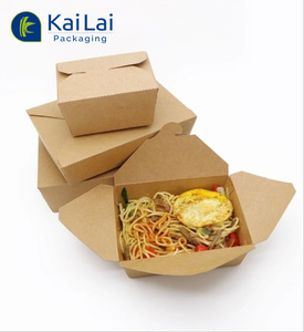 Custom logo printing food take away food grade brown kraft paper lunch box