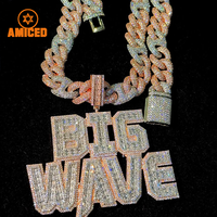 Pendentif personnalisé en argent 925 avec nom en moissanite certifiée par testeur de diamants, style hip-hop, avec chaîne à maillons pour rappeurs