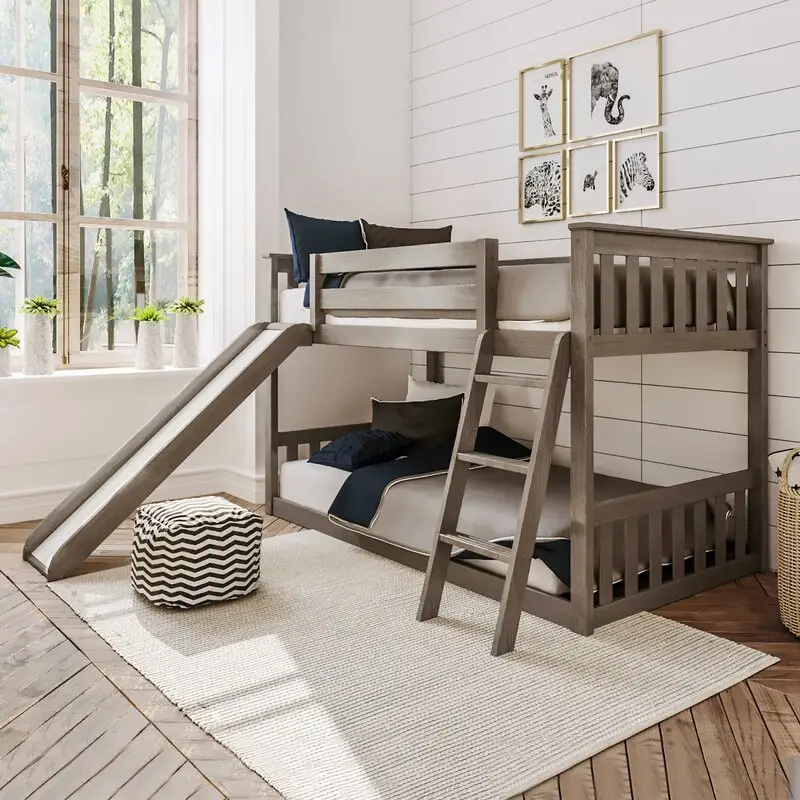 Kinderzimmer Schlaf bett Massivholz Kinder Doppels tockbett mit Rutsche