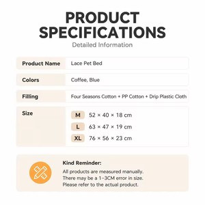 Lace Rectangle <b>Pet</b> Bed Classic Cartoon Cat Dog Bed Gingham Check Plush with Ruffle Trim Raised Surround OEM All Seasons - Product Image 6