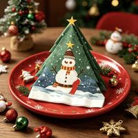 Serviettes en papier Airlaid 3 plis à thème de Noël, style sac, pour hôtels et fêtes, produits jetables écologiques