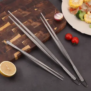 Versatile Gunmetal BBQ Clips With Meat Fork And Spatula Stainless Steel Grill Tong Set For Beef Vegetables And More