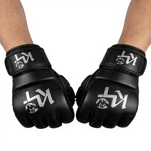 Gants de boxe demi-doigts en cuir PU respirants pour entraînement et sparring MMA, Muay Thai, Kickboxing toutes saisons KLTW INT'L KL-MMA-001 - Product Image 1