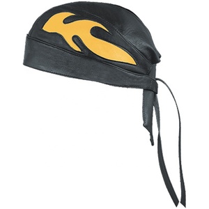 Bandana à motif flamme, ajustable, unisexe, style streetwear, pour toutes les saisons, décontracté, noir avec design jaune - Product Image 1