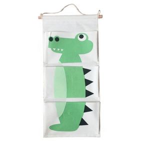 Sac de rangement mural, organiseur mural en coton et lin avec motif animal, pochette de rangement à 3 compartiments - Product Image 2