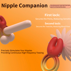 2-in-1 tepelklem cockring vibrerende tepelklem mannelijke beste cockrings cockring voor koppels - Product Image 2
