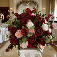 Nouvelles boules de fleurs artificielles en soie pour mariage, roses roses, hortensias rouges, verdure, amarantes, centres de table et décorations de table pour mariage
