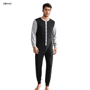 Pantaloni da notte in morbido bambù con bottone tutina per adulti in cotone personalizzato <span class=keywords><strong>pigiama</strong></span> da <span class=keywords><strong>uomo</strong></span> - Product Image 1
