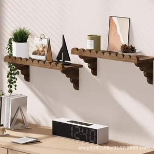Wooden Wave Shaped <b>Wall</b> Mounted <b>Floating</b> <b>Shelf</b> Solid Wood Storage Rack For Bathroom Cosmetic Organizer Rectangle Durable - Product Image 1
