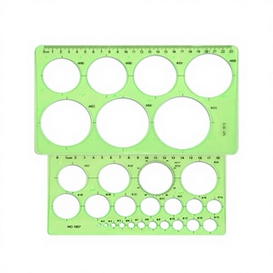 Plantilla circular verde de 20cm, regla de plástico, herramientas de medición, 29 círculos, suministros escolares y de oficina para estudiantes, 2 uds. - Product Image 3