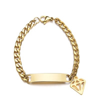 Bracelet simple avec plaque nominative, gravure personnalisée, bijoux vierges pour couple, or 18K PVD, argent, or, étanche, directement de l'usine, en stock.