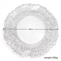 Assiette décorative transparente en verre texturé radial OEM ODM de 13 pouces pour hôtel, restaurant, banquet, mariage, dîner
