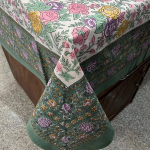 Meilleur fait à la main belle couverture de table en coton imprimé floral bloc de main imprimé chemin de nappe pour les mariages fêtes utilisation en extérieur - Product Image 1
