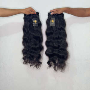 Cabello humano virgen indio de templo, natural, doblemente estirado, ondulado, con cutícula alineada, rizado indio en extensiones de cabello humano. - Product Image 1