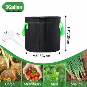 Heavy Duty 300G Thickened Aeration Nonwoven Grow <b>Bags</b> 3-Gallon Plant Growing Pot <b>Bags</b> <b>Garden</b> Fabric Grow <b>Bags</b> - Product Image 3